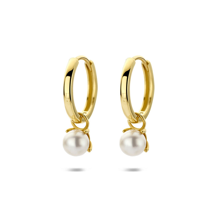 14k geelgouden oorringen met parels