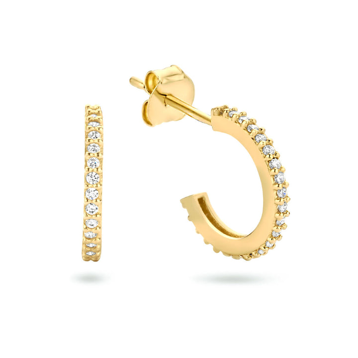 stud earrings zirconia 14K yellow gold