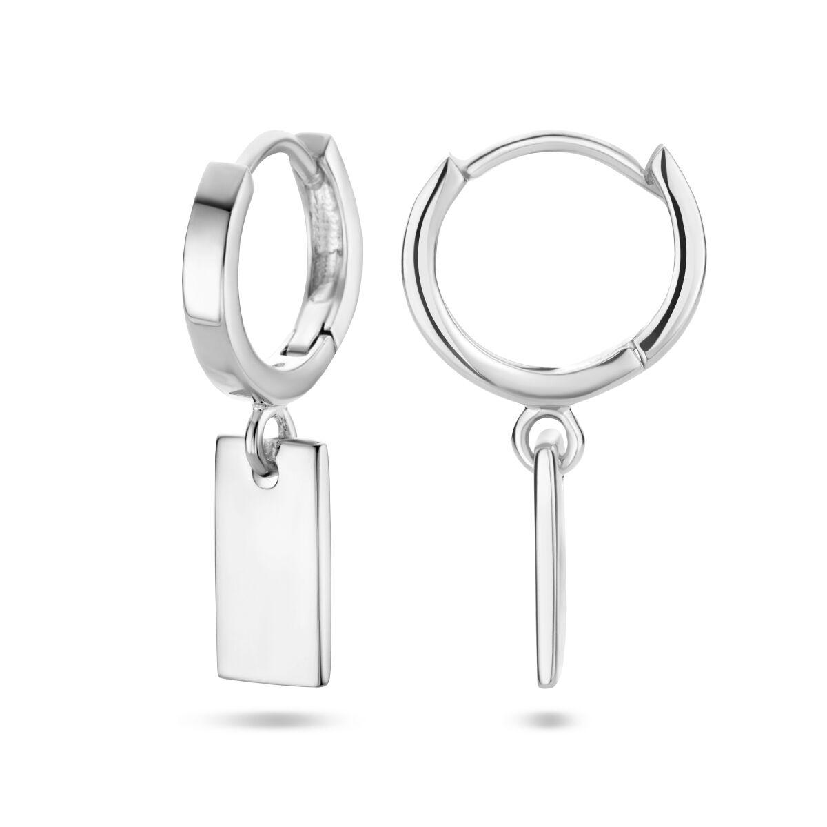 drop earring pendant rectangle silver rhodium plated