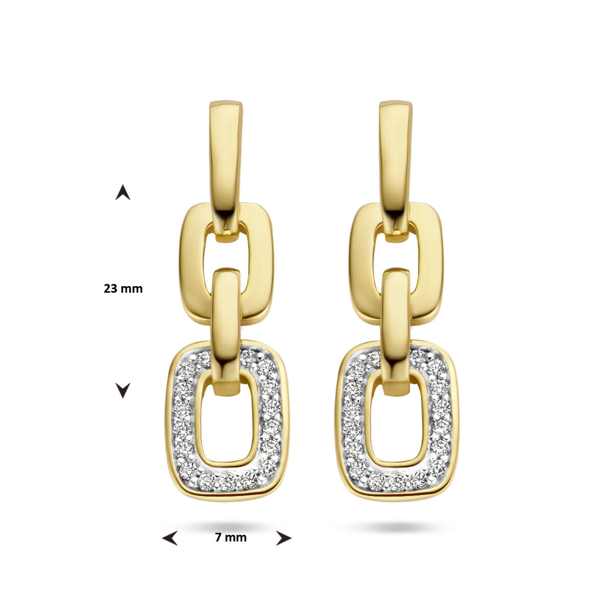 earrings link diamond 0.13ct (2x 0.065ct) h si 14K yellow gold