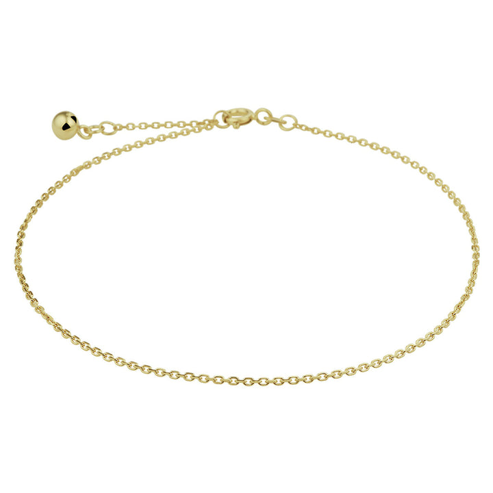 Fußkettchen Anker diamantiert 1,3 mm 24 - 26 cm 14K Gelbgold