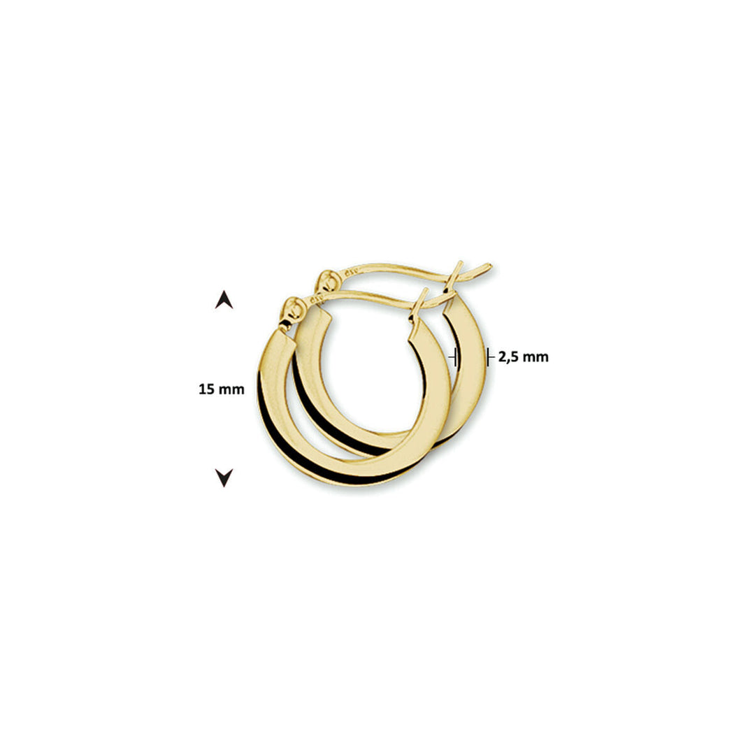 oorringen vierkante buis 14K geelgoud 2.5mm
