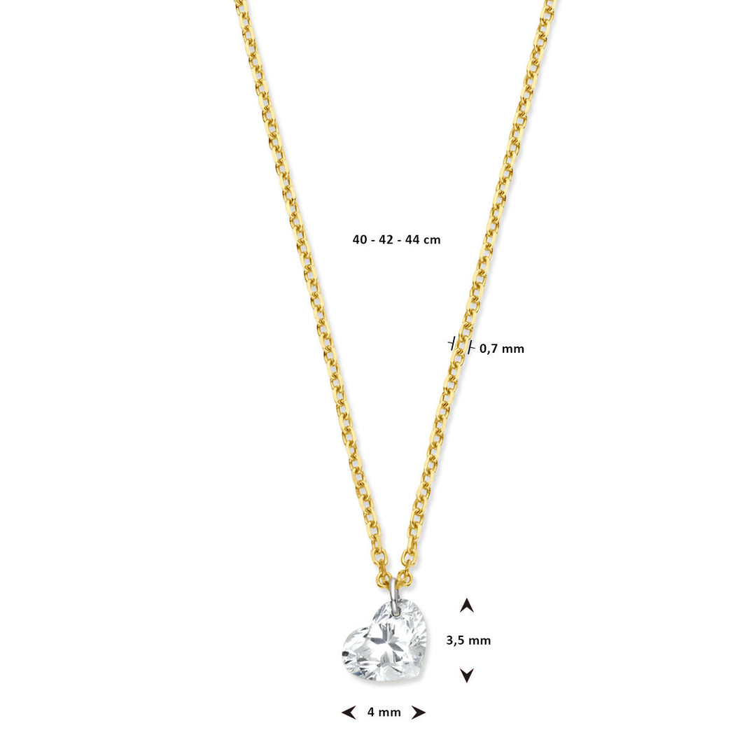 collier hartje lab grown diamant 0,7 mm 40 - 42 - 44 cm 0.25ct g si 14K geelgoud