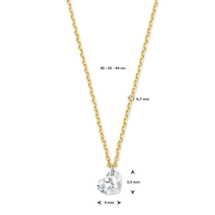 collier hartje lab grown diamant 0,7 mm 40 - 42 - 44 cm 0.25ct g si 14K geelgoud