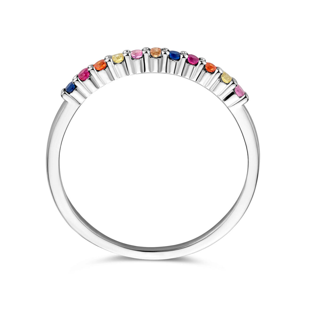 extension ring rainbow zirconia silver rhodium plated