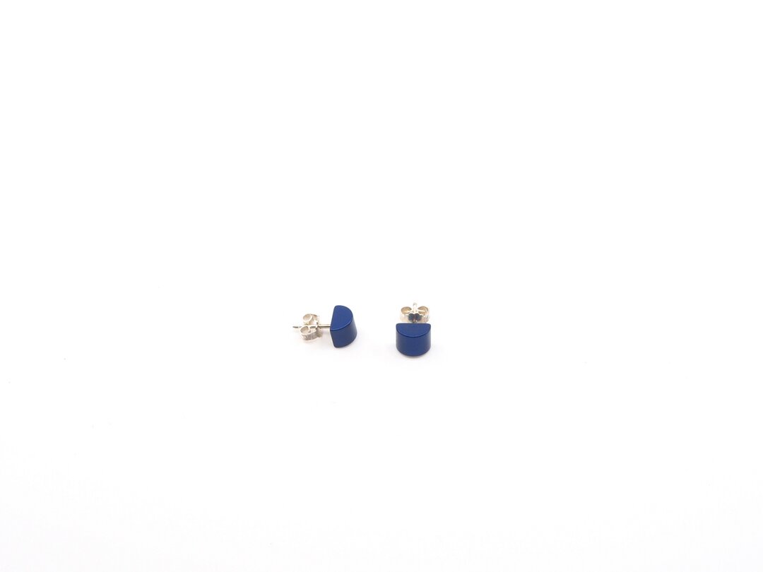 Gekleurde half ronde oorbellen blauw