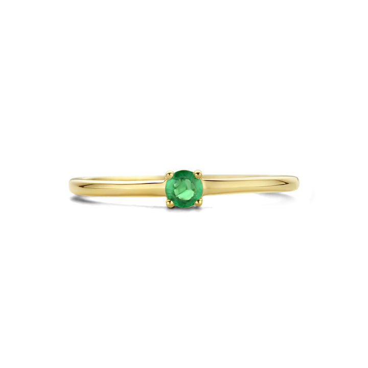 ring with birthstone emerald May 14K yellow gold