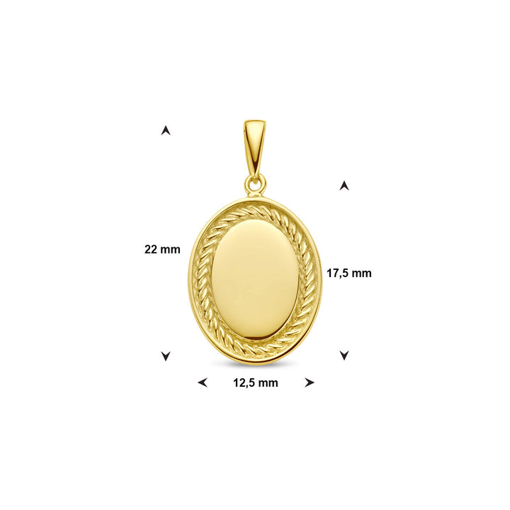 engraving pendant oval 14K yellow gold