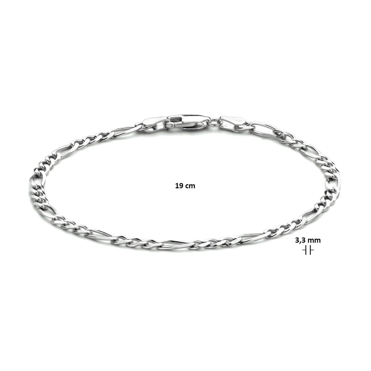 figaro 3.3 mm silver rhodium plated