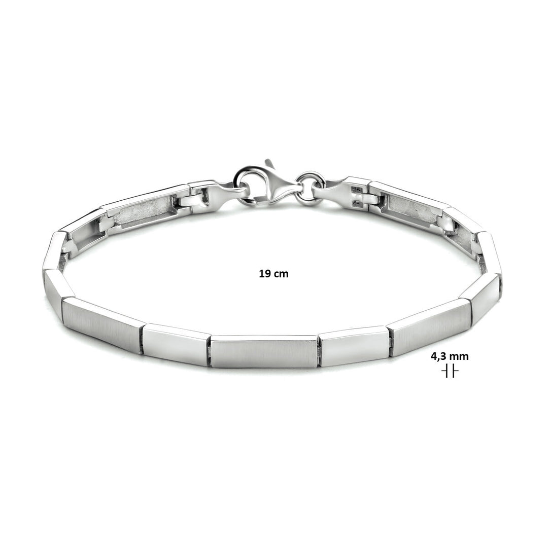 bracelet 4.3 mm 19 cm poly/matt silver rhodium plated