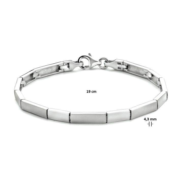 bracelet 4.3 mm 19 cm poly/matt silver rhodium plated