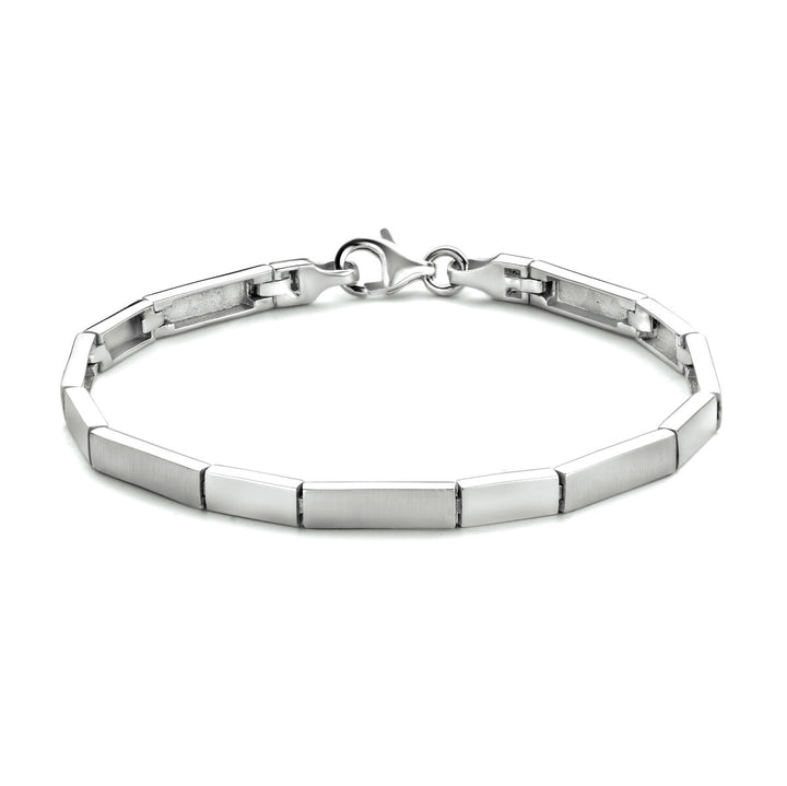 bracelet 4.3 mm 19 cm poly/matt silver rhodium plated