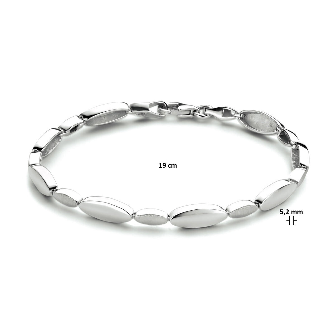 armband 5,2 mm 19 cm poli/mat zilver gerhodineerd