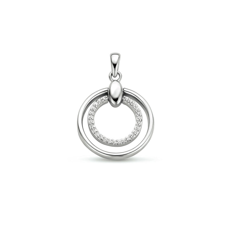 Anhänger runder Zirkonia Silber rhodiniert