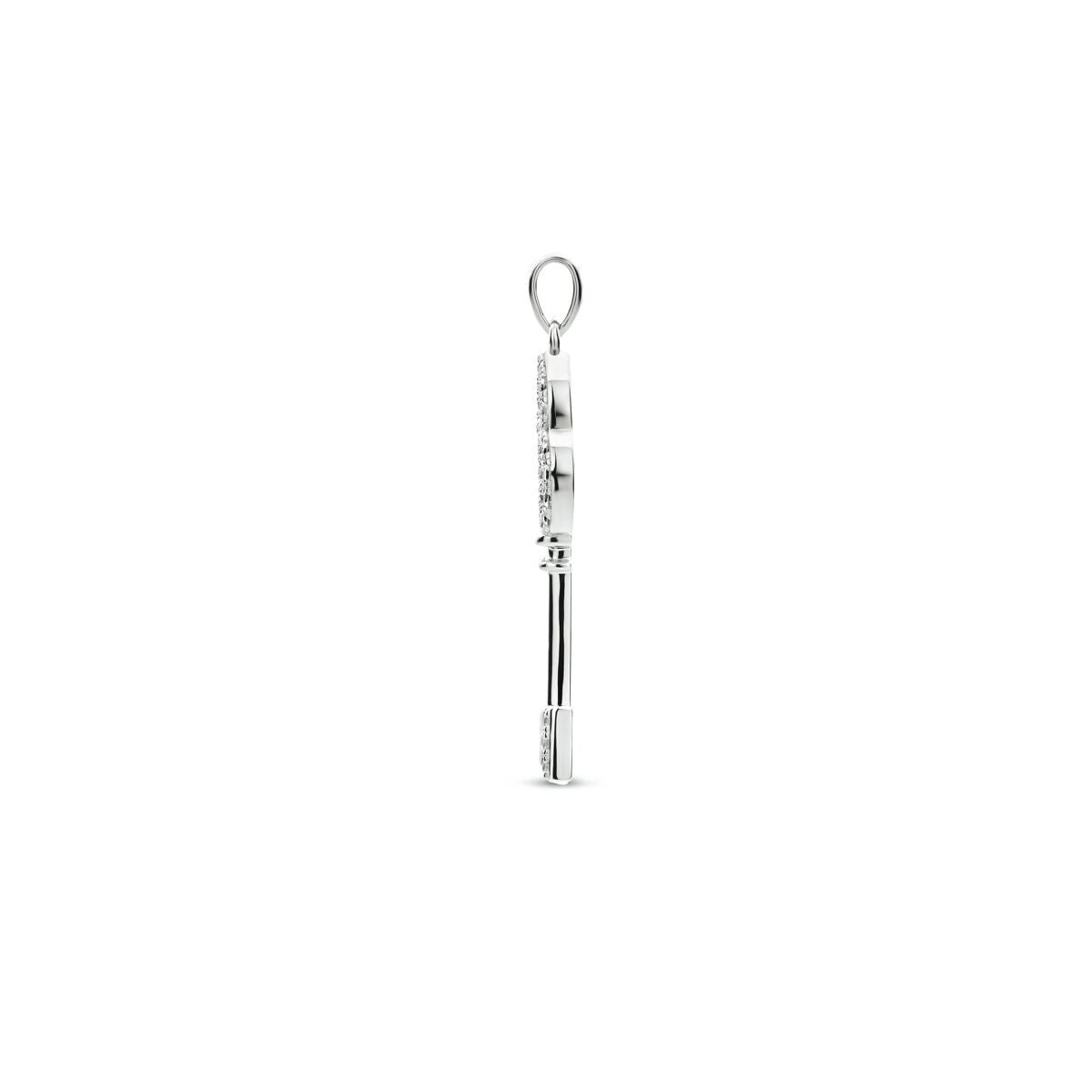 pendant key zirconia silver rhodium plated