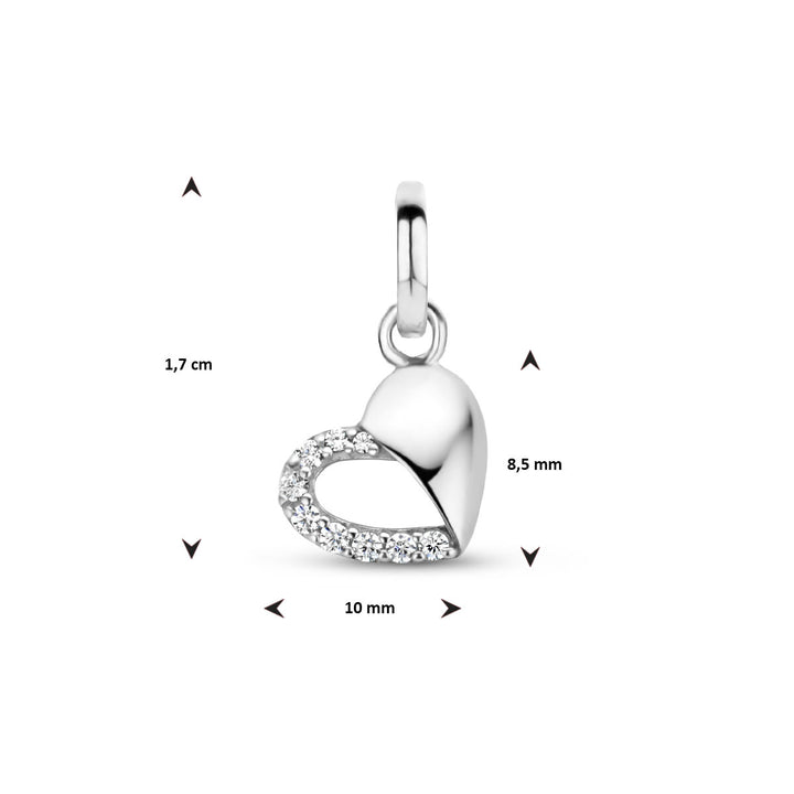 pendant heart zirconia silver rhodium plated