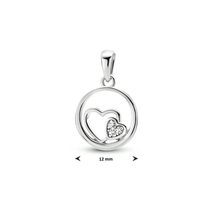 pendant hearts zirconia silver rhodium plated