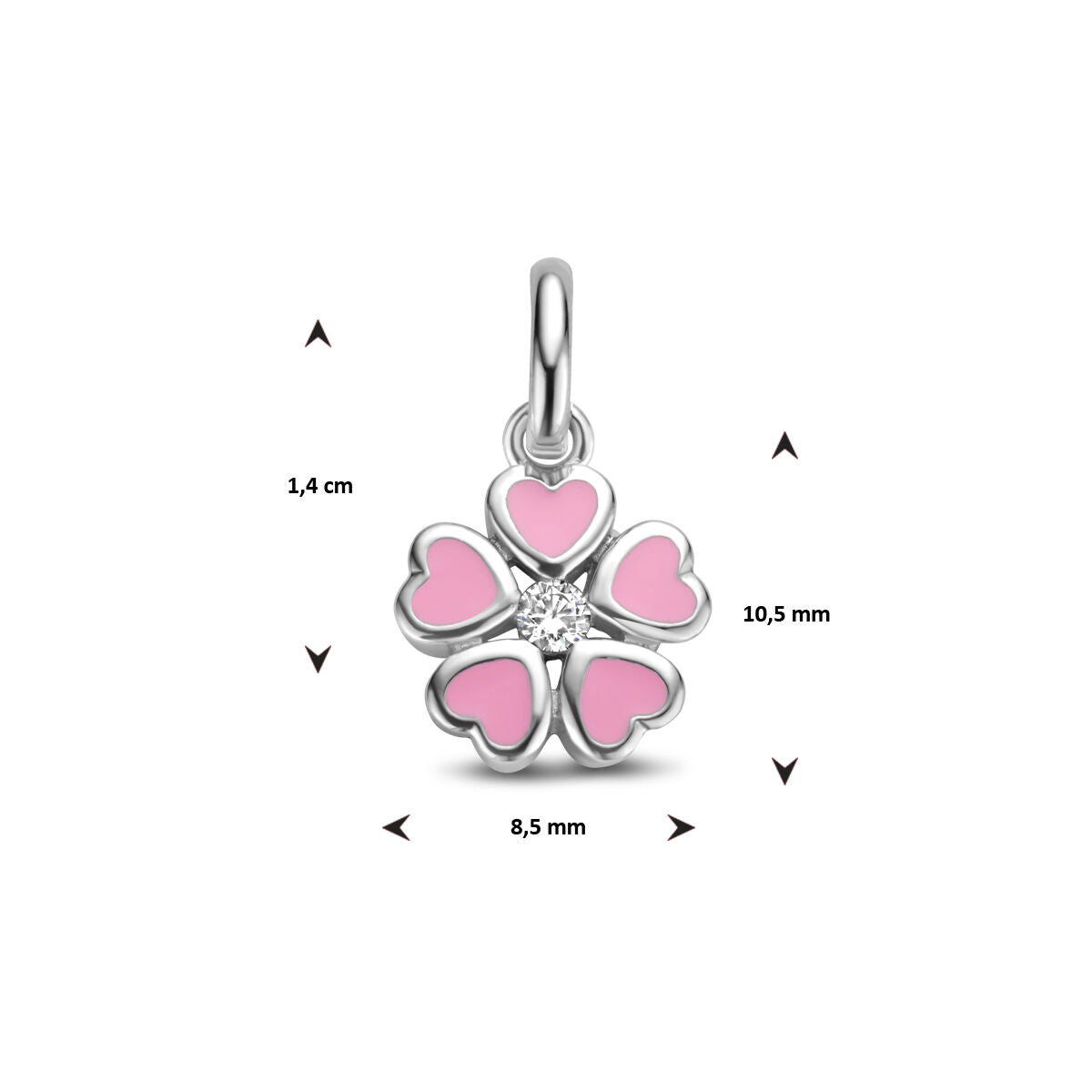 pendant flower zirconia silver rhodium plated