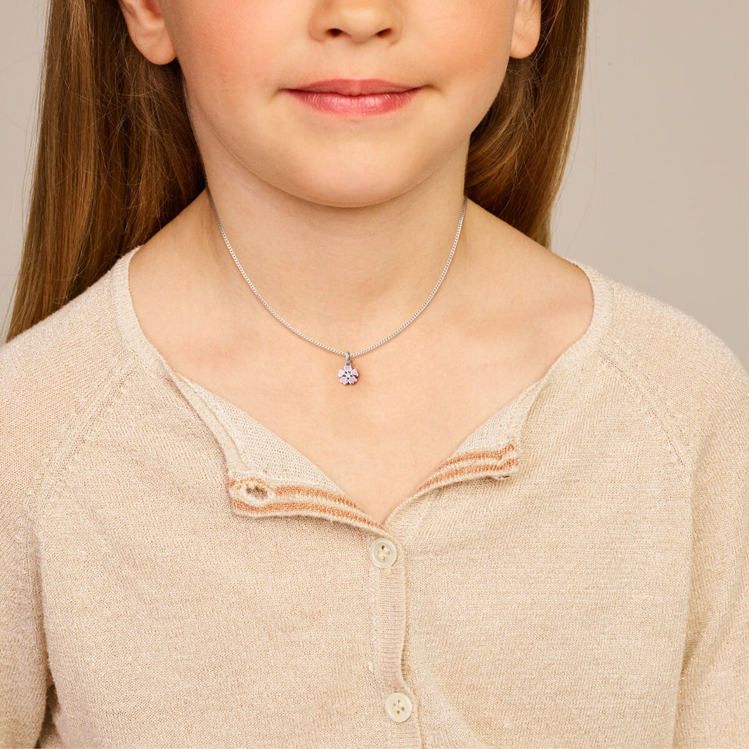 hanger bloem zirkonia zilver gerhodineerd