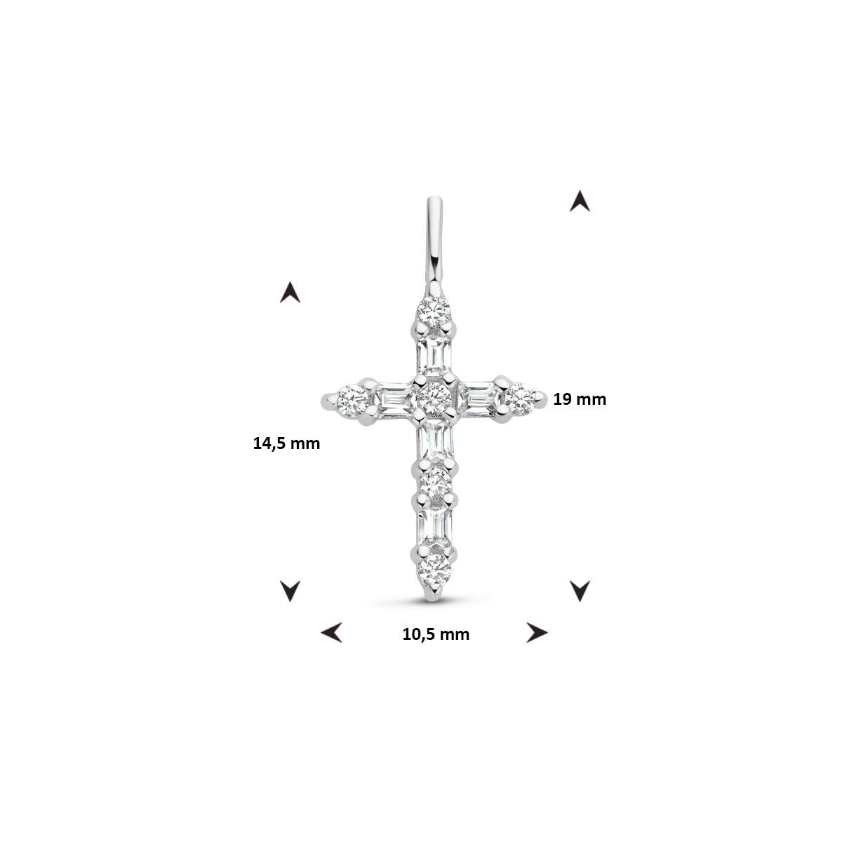 hanger kruis zirkonia zilver gerhodineerd