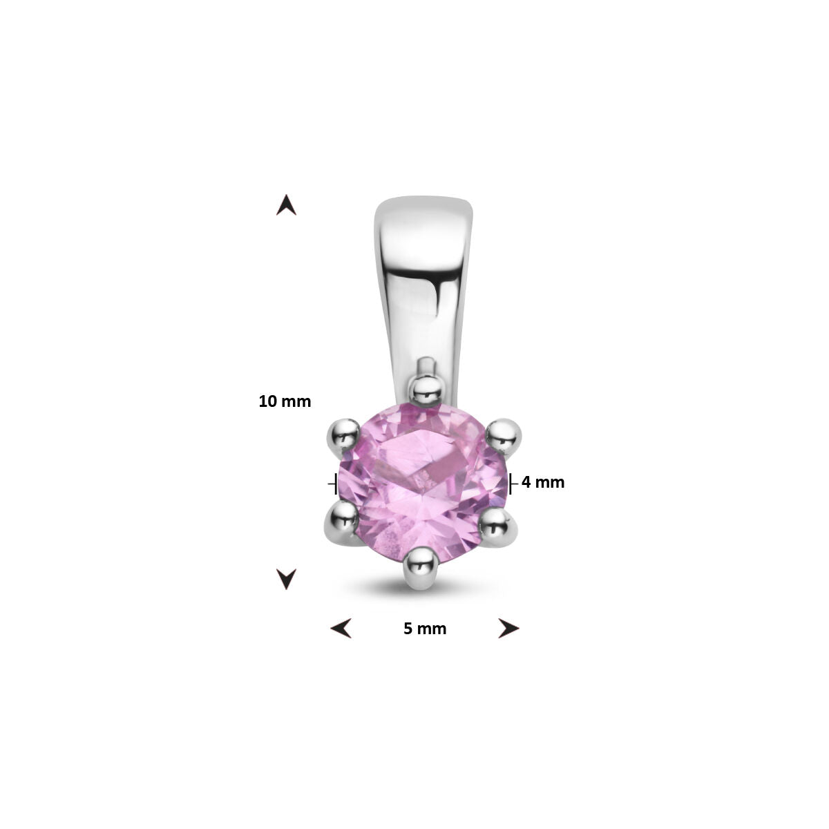 pendant with synth. birthstone silver rhodium plated