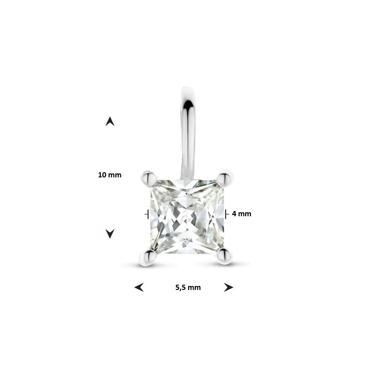 pendant zirconia silver rhodium plated