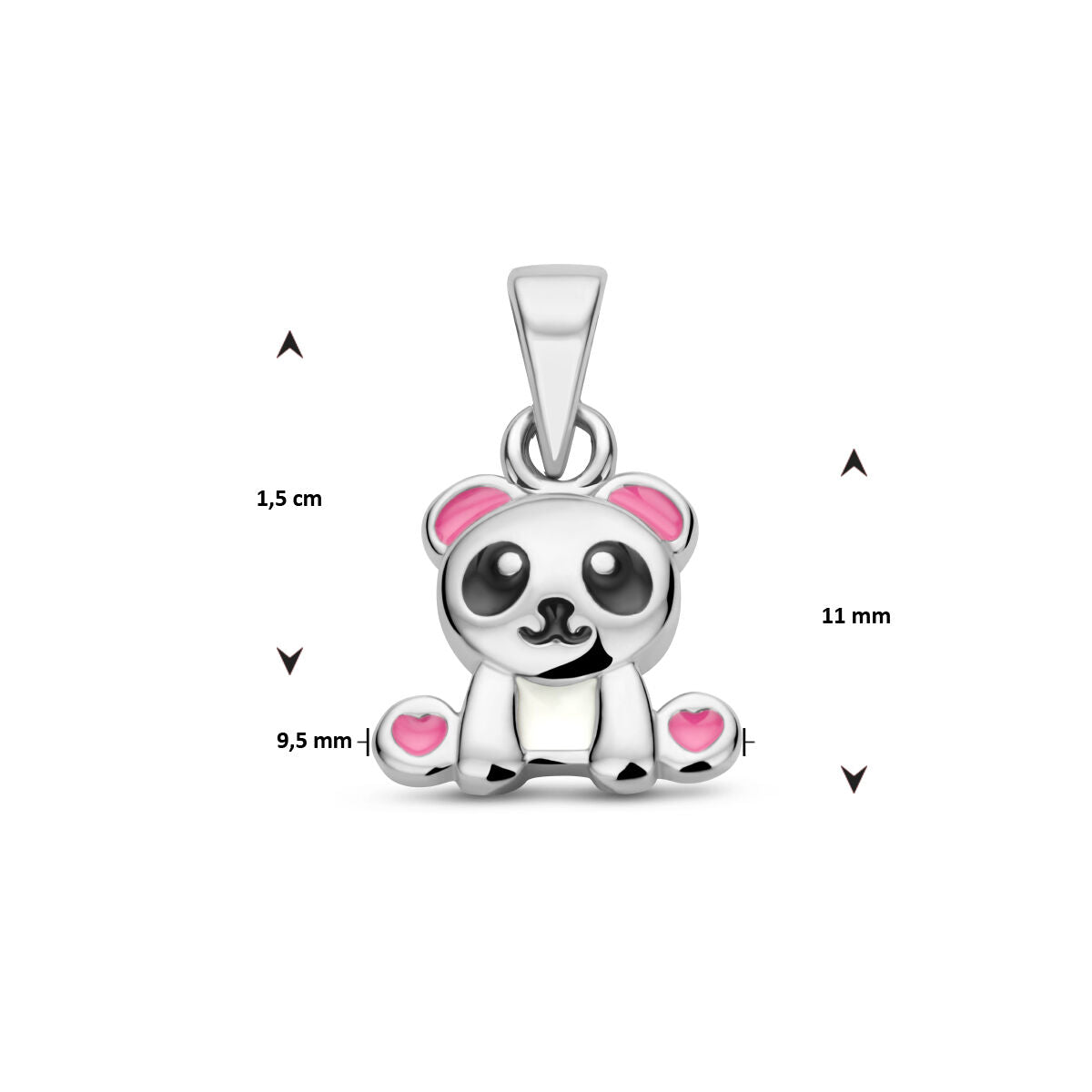hanger panda zilver gerhodineerd