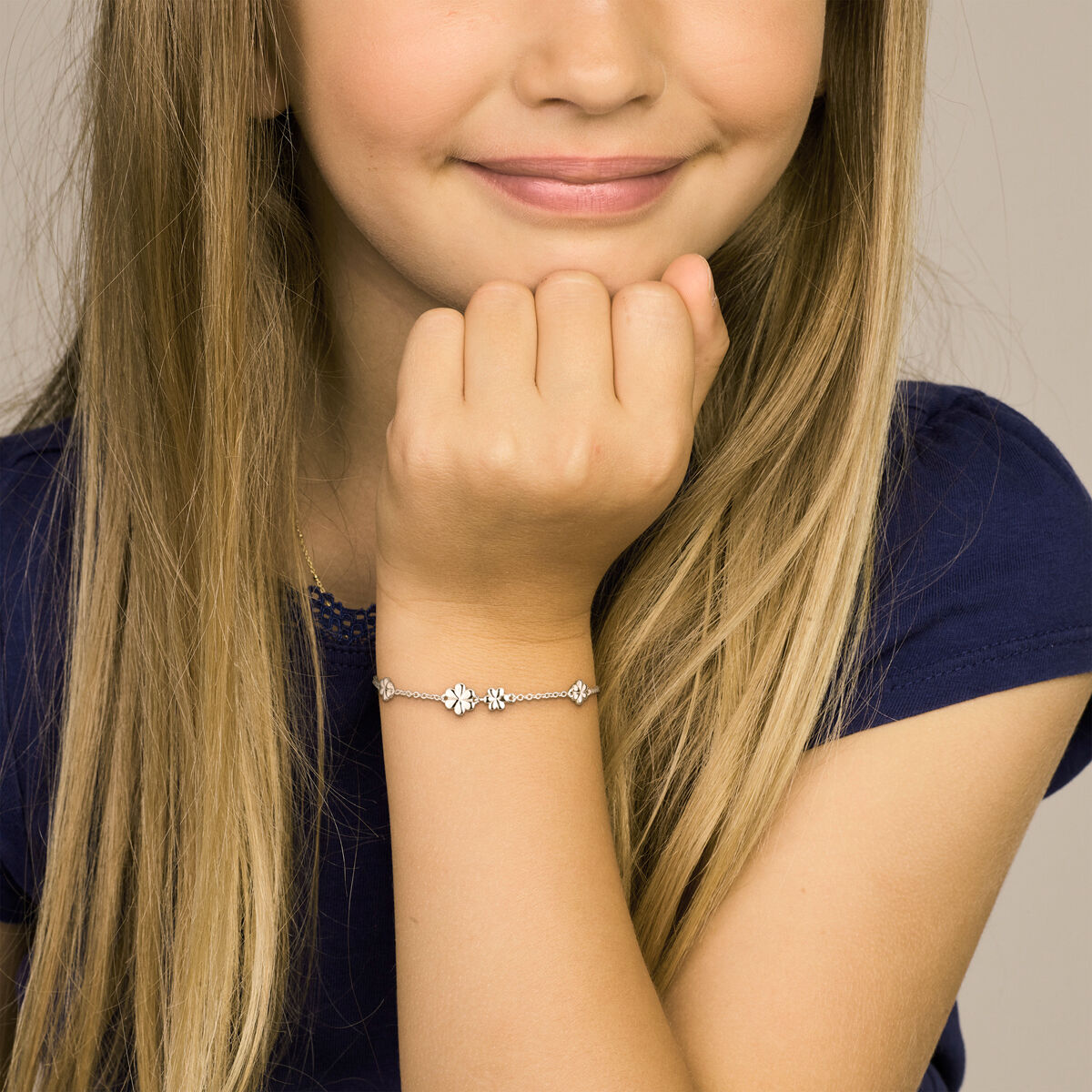 armband bloemen 13 + 3 cm zilver gerhodineerd