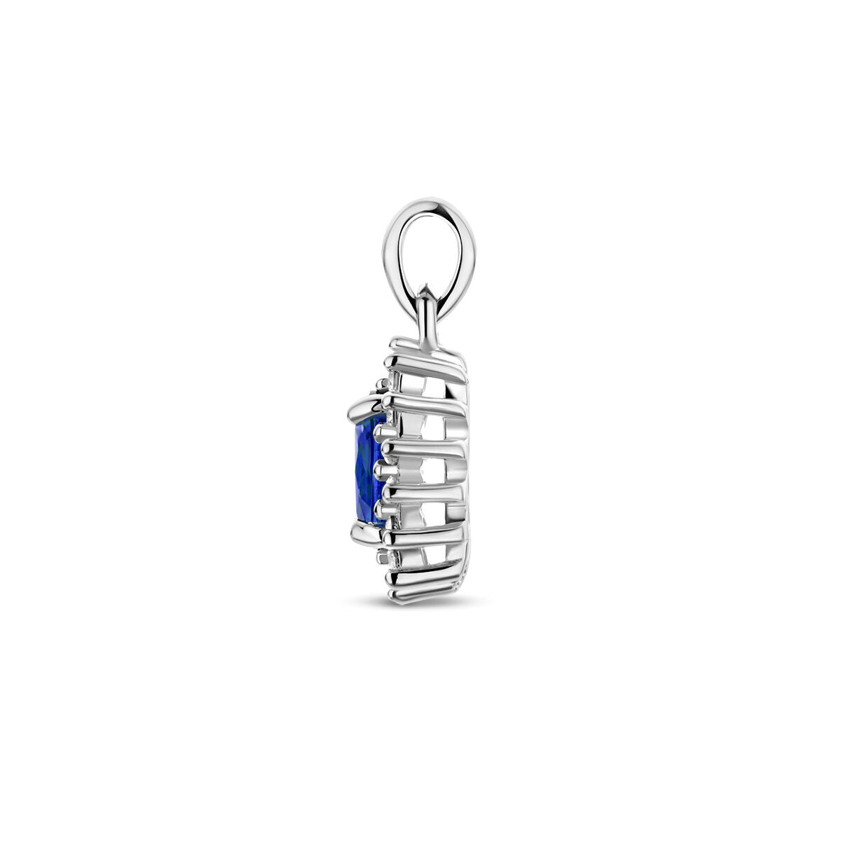 hanger synth. sapphire and zirconia halo silver rhodium plated