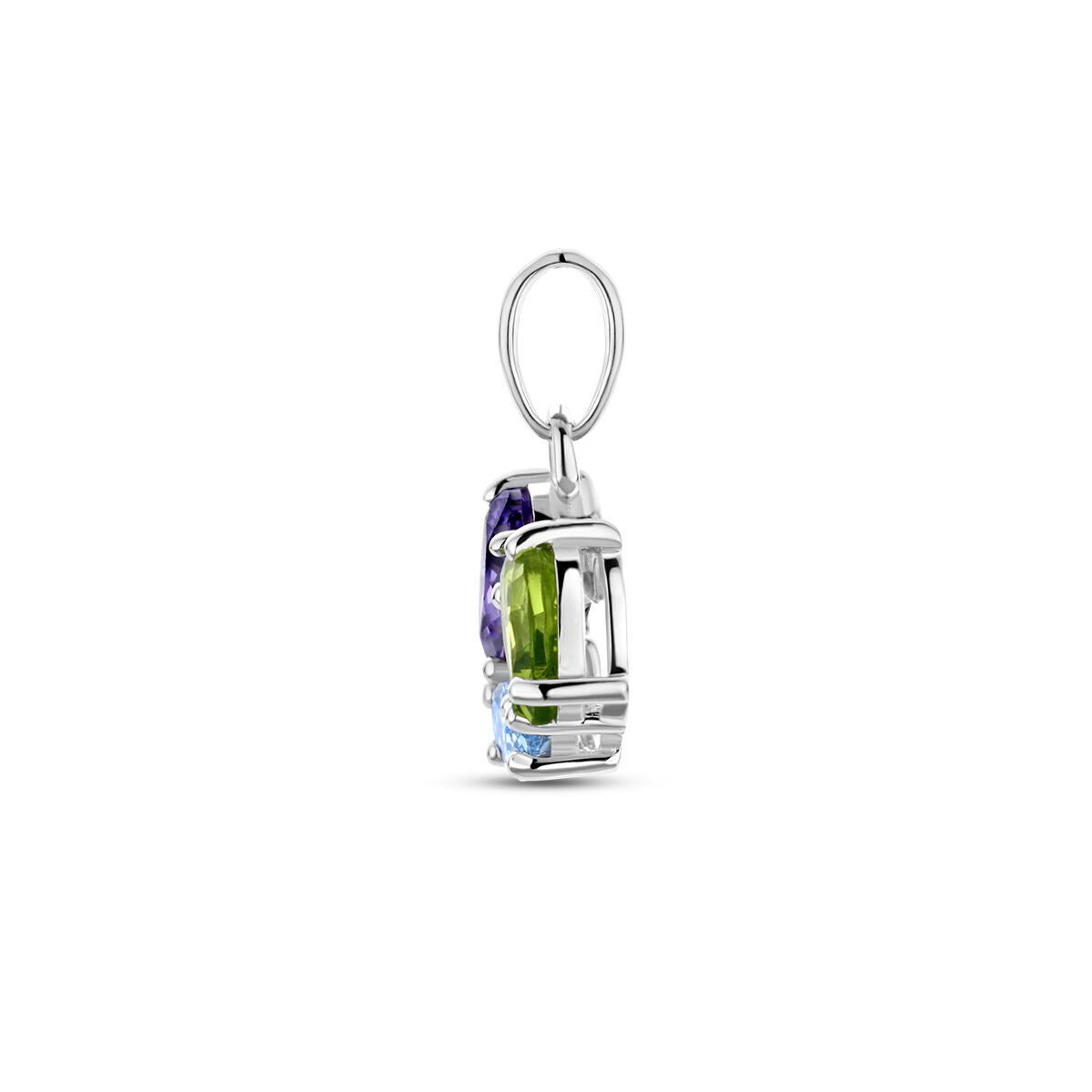 pendant zirconia and synth. gemstones silver rhodium plated