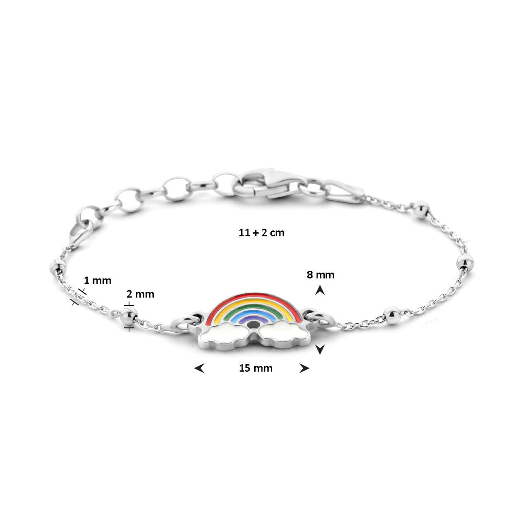 bracelet rainbow 1.0 mm 11 + 2 cm silver rhodium plated
