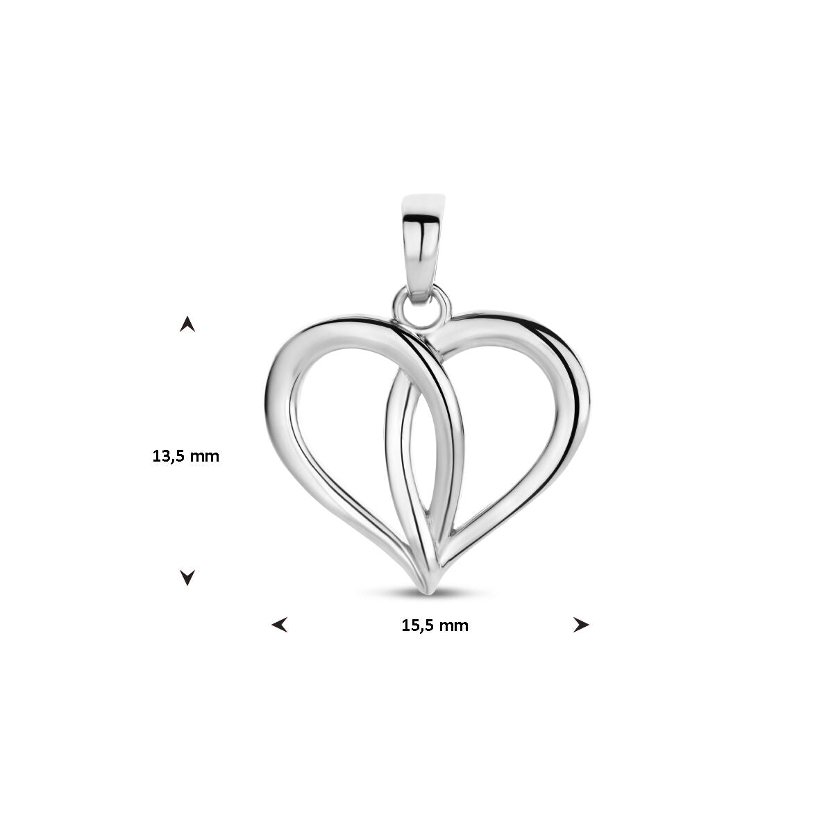 hanger hart zilver gerhodineerd
