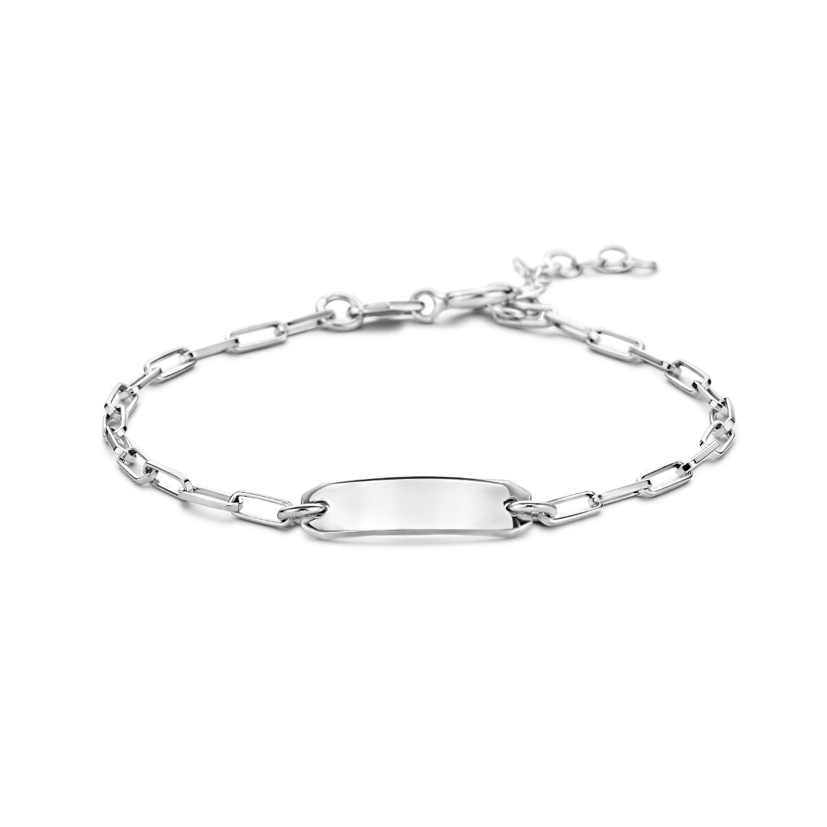 Zilveren gerhodineerde graveerarmband met een plaat van 5,0 mm en een lengte van 16 + 2 cm.