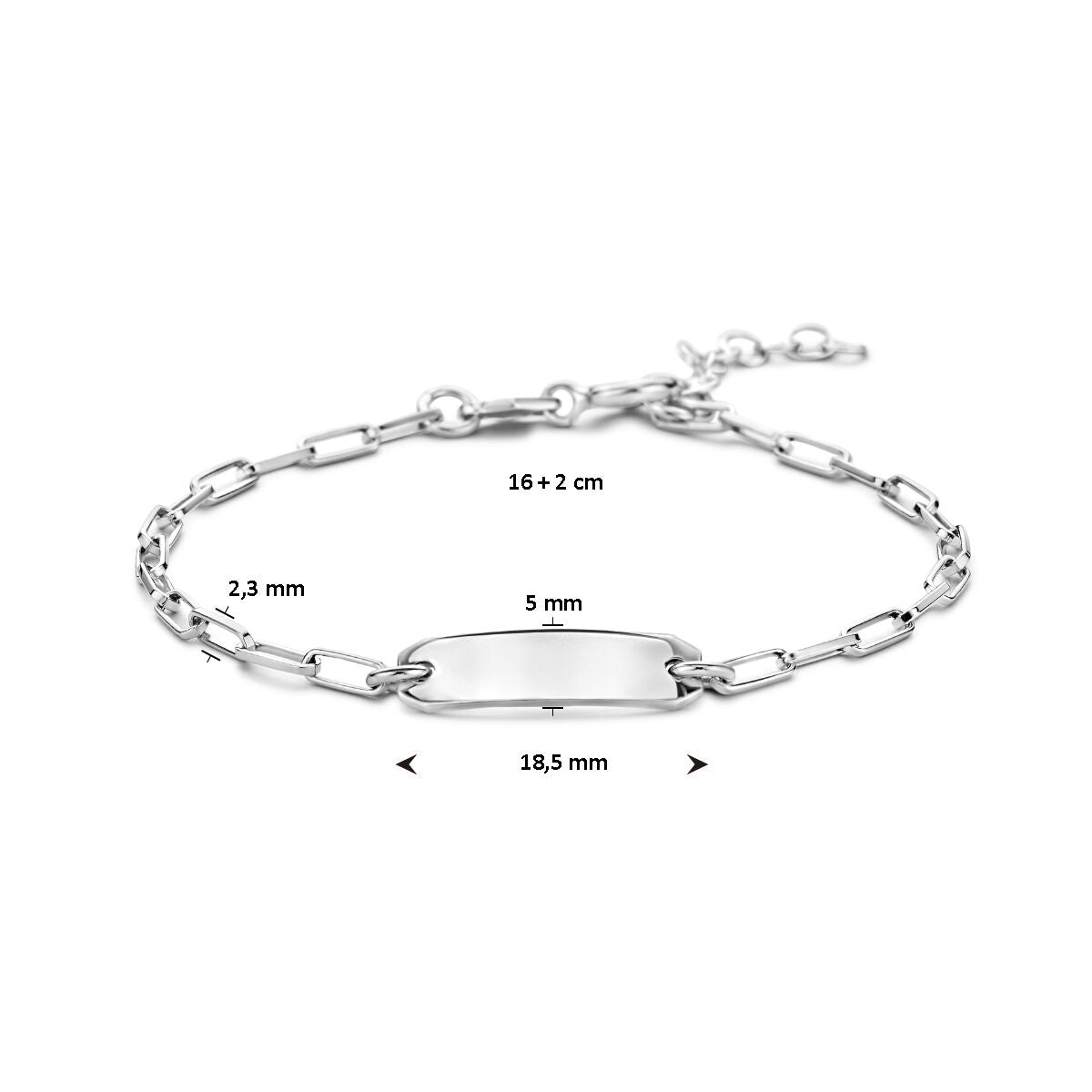 graveerarmband 16 + 2 cm plaat 5,0 mm zilver gerhodineerd