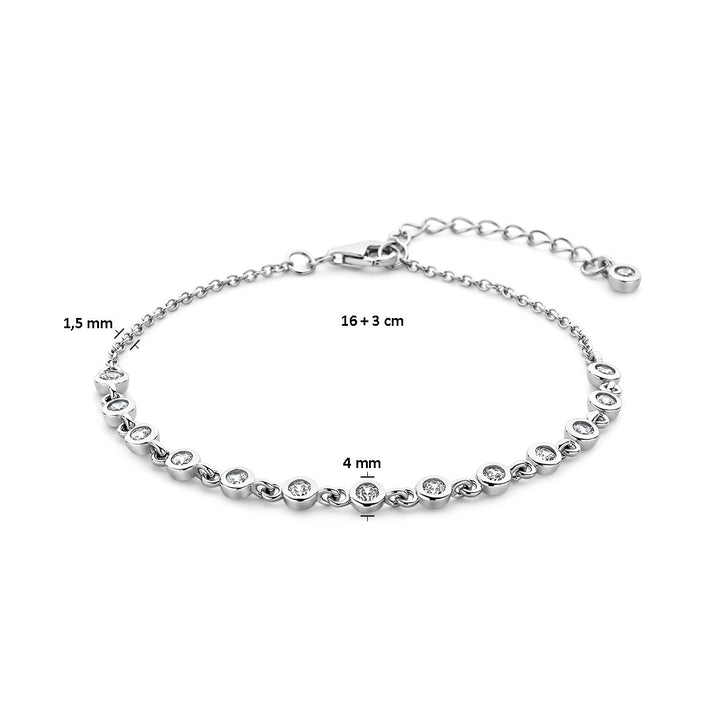 armband zirkonia 16 + 3 cm zilver gerhodineerd
