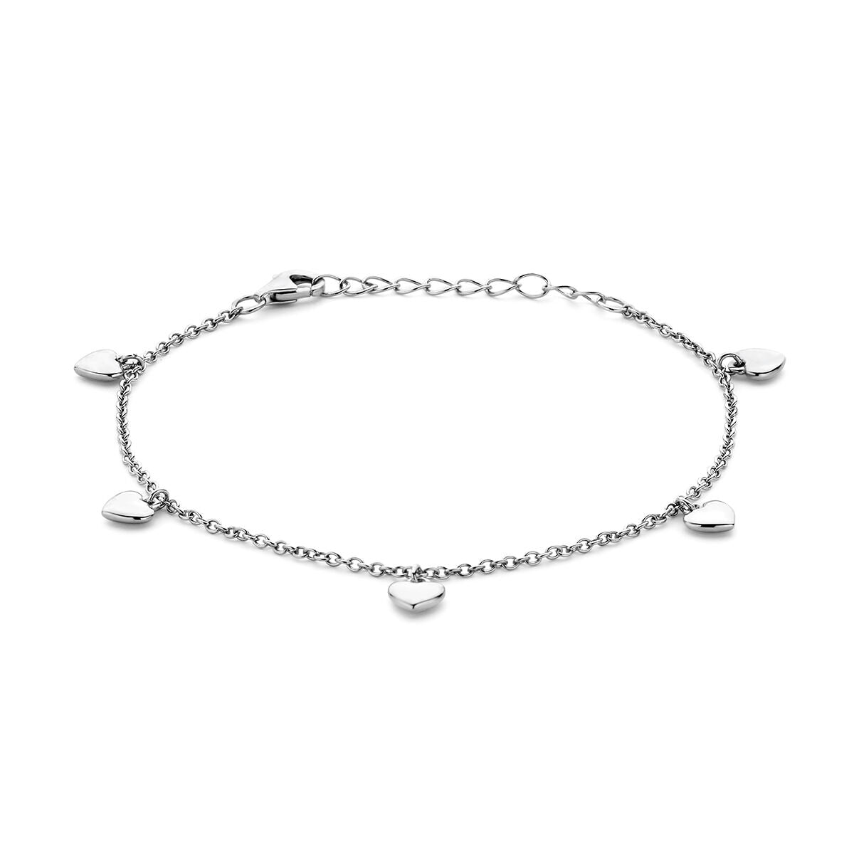 armband hartjes 13 + 3 cm zilver gerhodineerd