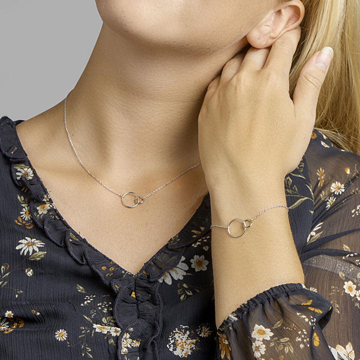 bracelet circles 16 + 2.5 cm silver rhodium plated