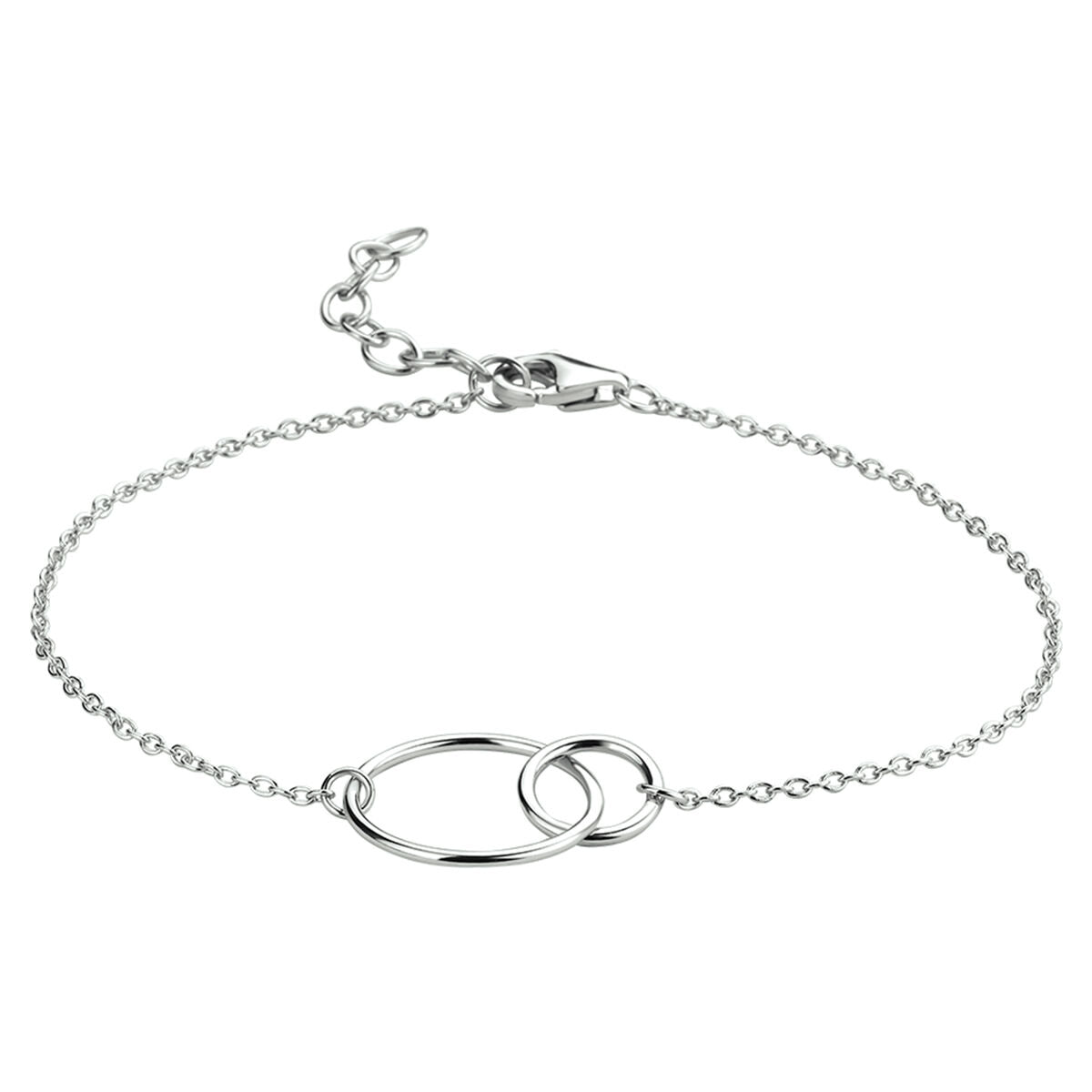 bracelet circles 16 + 2.5 cm silver rhodium plated