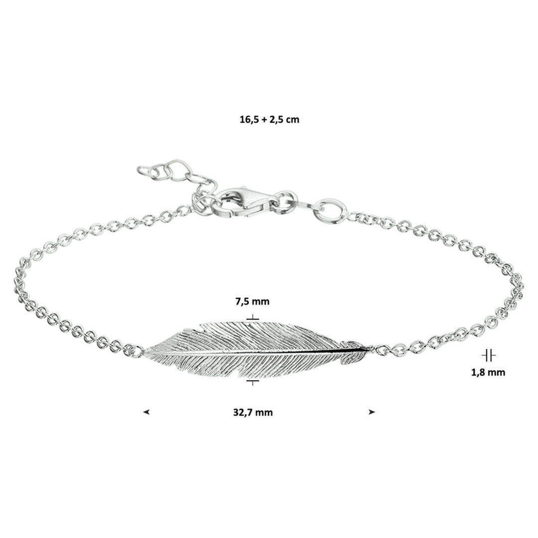armband veer 16,5 + 2,5 cm zilver gerhodineerd