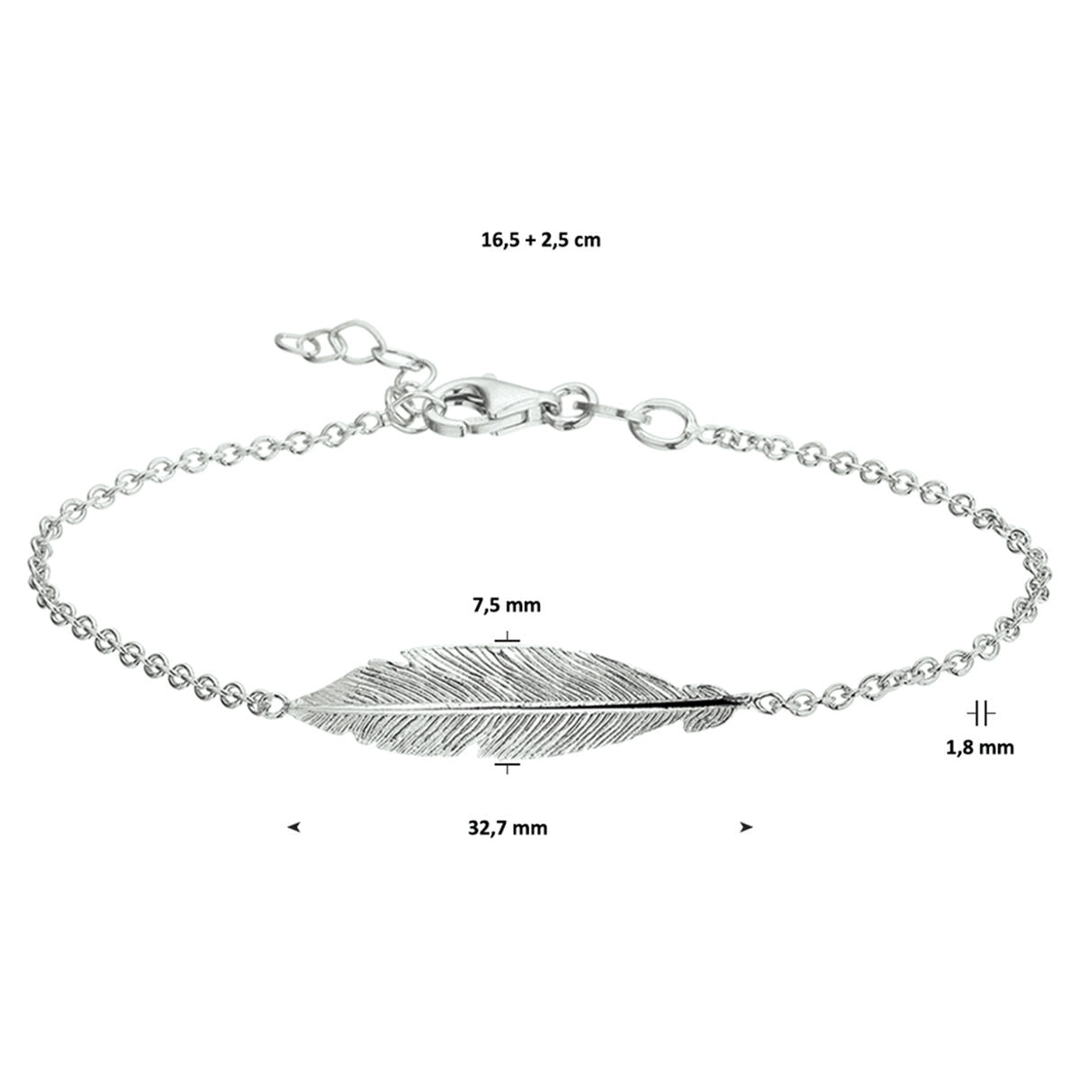 bracelet spring 16.5 + 2.5 cm silver rhodium plated