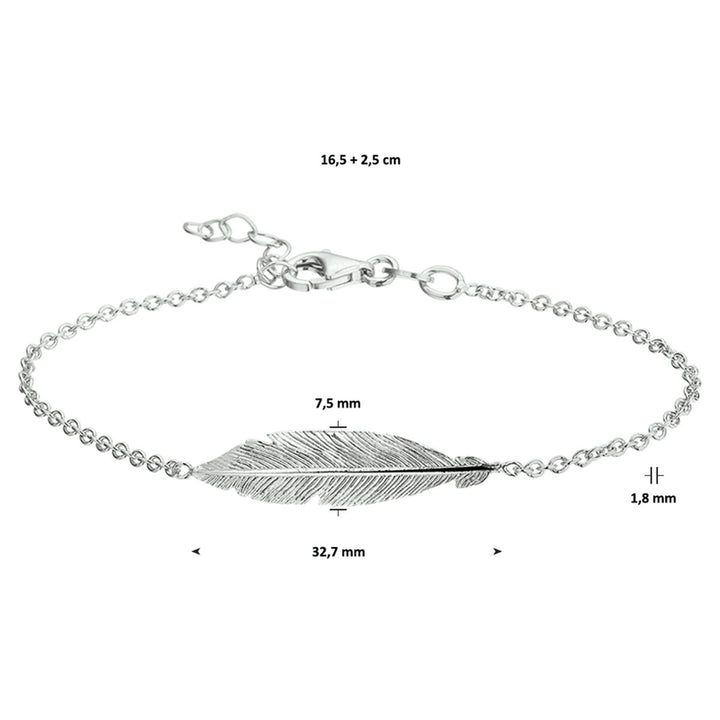 armband veer 16,5 + 2,5 cm zilver gerhodineerd