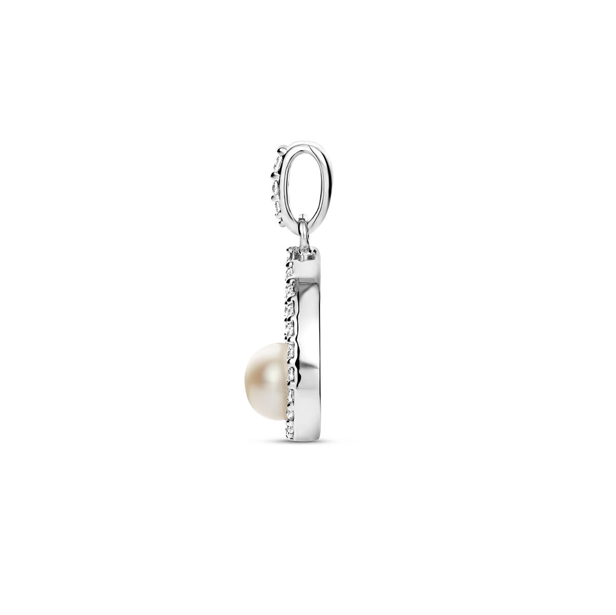 pendant pearl and zirconia silver rhodium plated