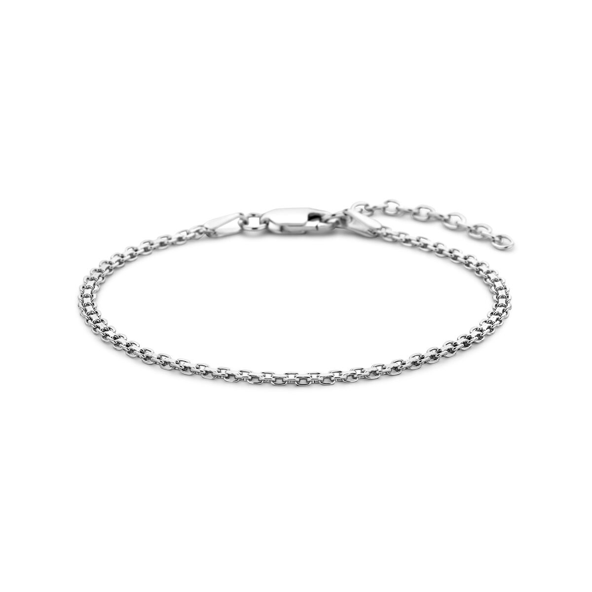 Zilveren gerhodineerde Bismarck armband van 2,4 mm met een lengte van 16 + 3 cm.