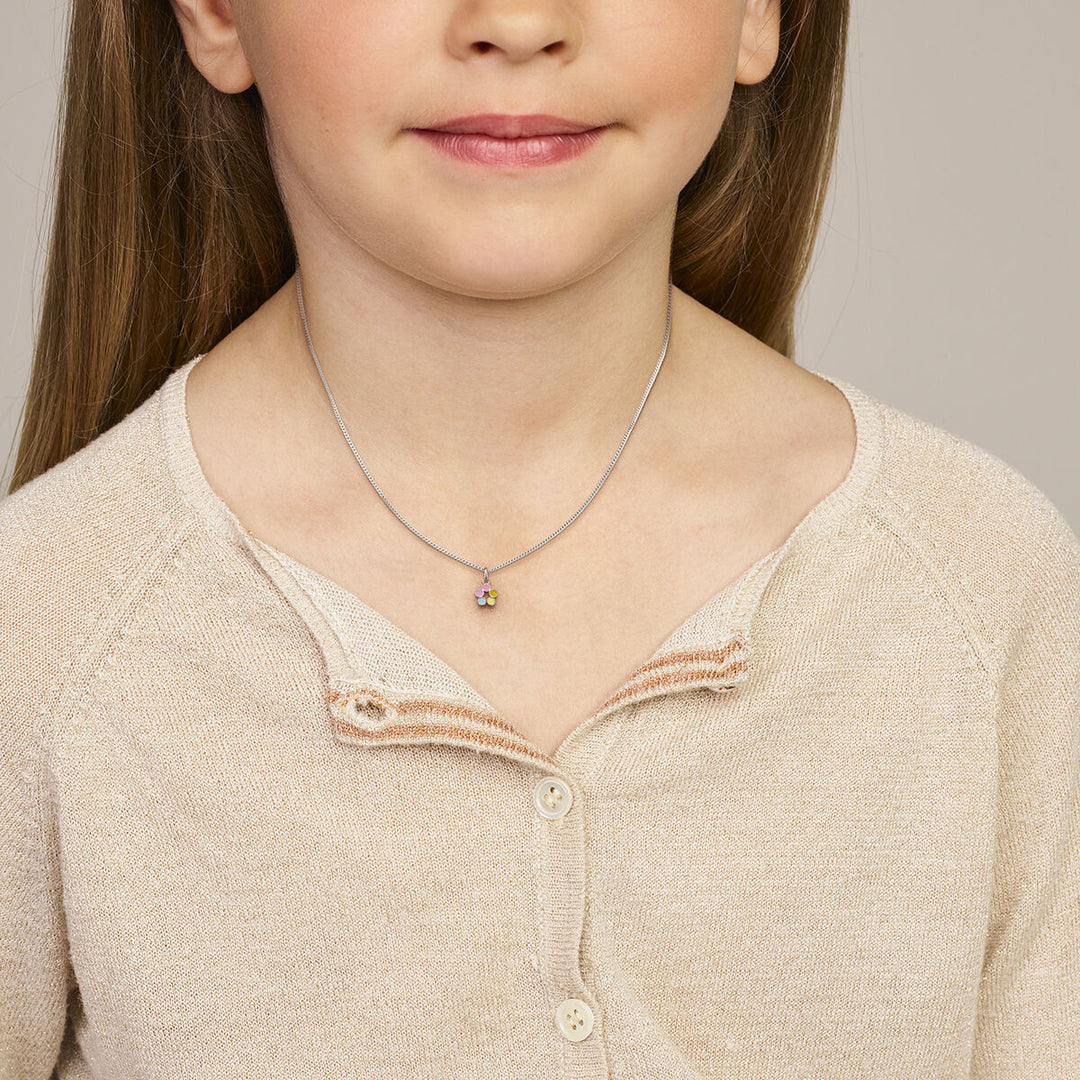 pendant flower silver rhodium plated