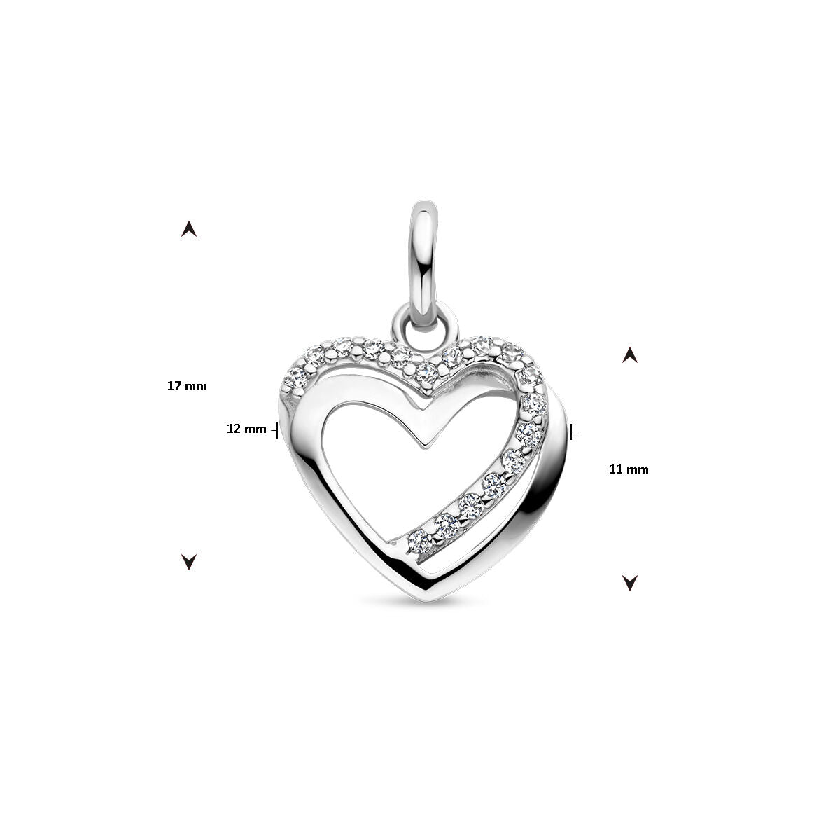 hanger hart zirkonia zilver gerhodineerd