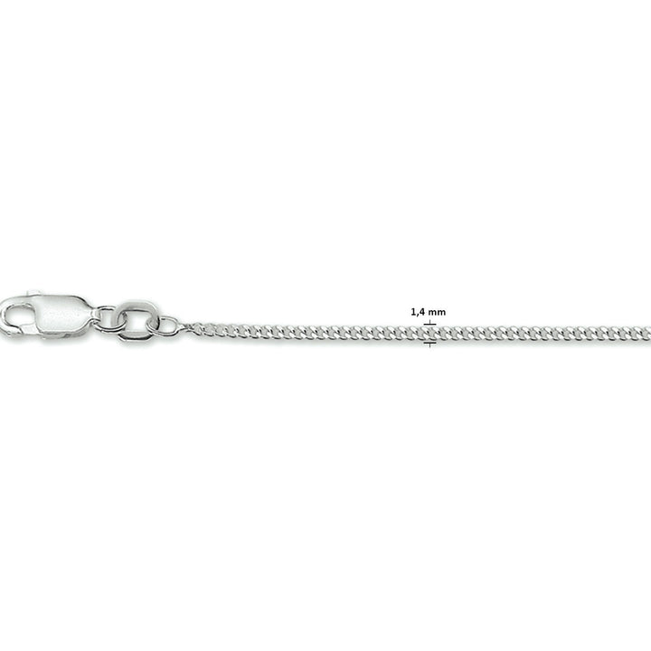 collier gourmette 4-zijdes geslepen 1,4 mm zilver gerhodineerd
