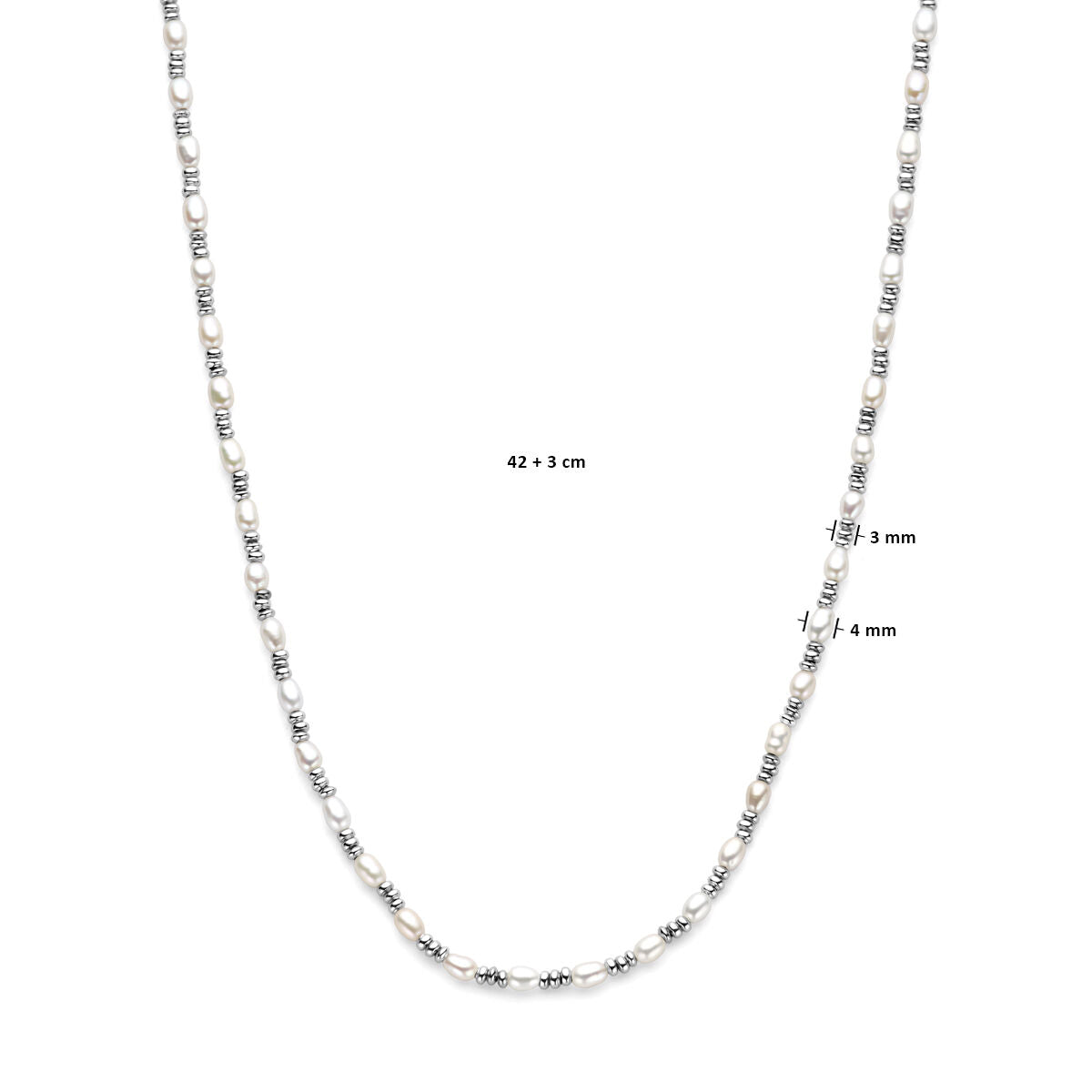 necklace pearls silver rhodium plated