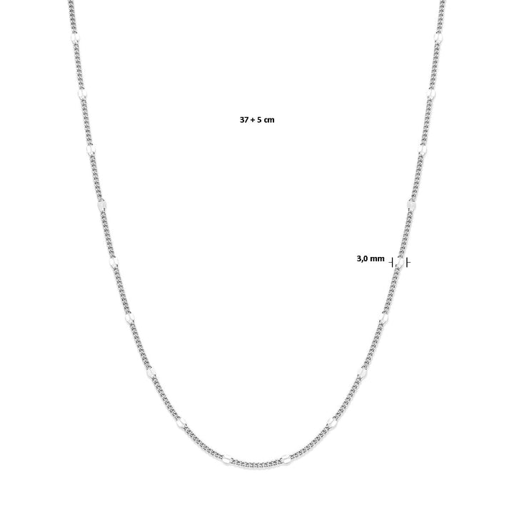 collier gourmette met tussenstuk 3,0 mm 37 + 5 cm zilver gerhodineerd