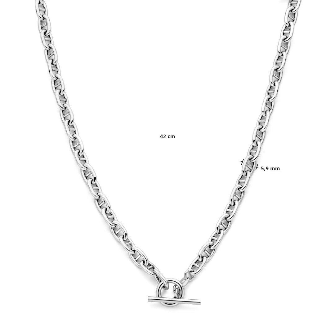 collier marine ronde buis 5,9 mm 42 cm kapittelslot zilver gerhodineerd