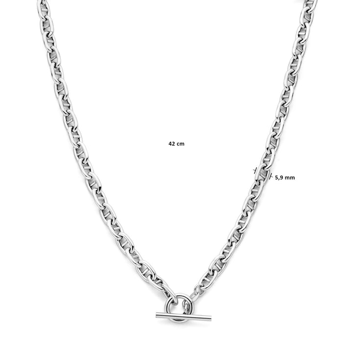 collier marine ronde buis 5,9 mm 42 cm kapittelslot zilver gerhodineerd